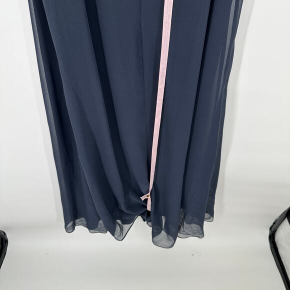 Mac Duggal Navy Blue Maxi Chiffon Sleeveless Plus Size Formal Gown Womens 14W - Picture 4 of 11